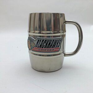 Chicago Blackhawks Pewter Metal Beer Mug Metal Logo 5x3.75 Inch Plus Handle